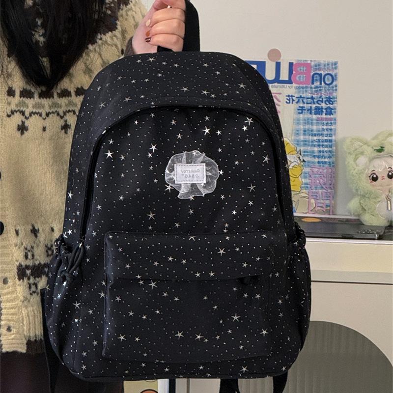 Schoolbag New School Bag Women's Large Capacity Backpack Junior High School High School Students Full of Stars Fashion Lightweight Casual Backpack
