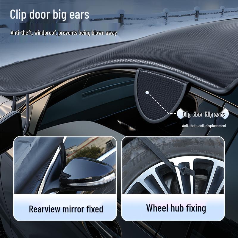 Oxford Cloth Car Snow Cover: Thickened Windshield Sunshade for Winter Frost and Anti-Freeze Protection