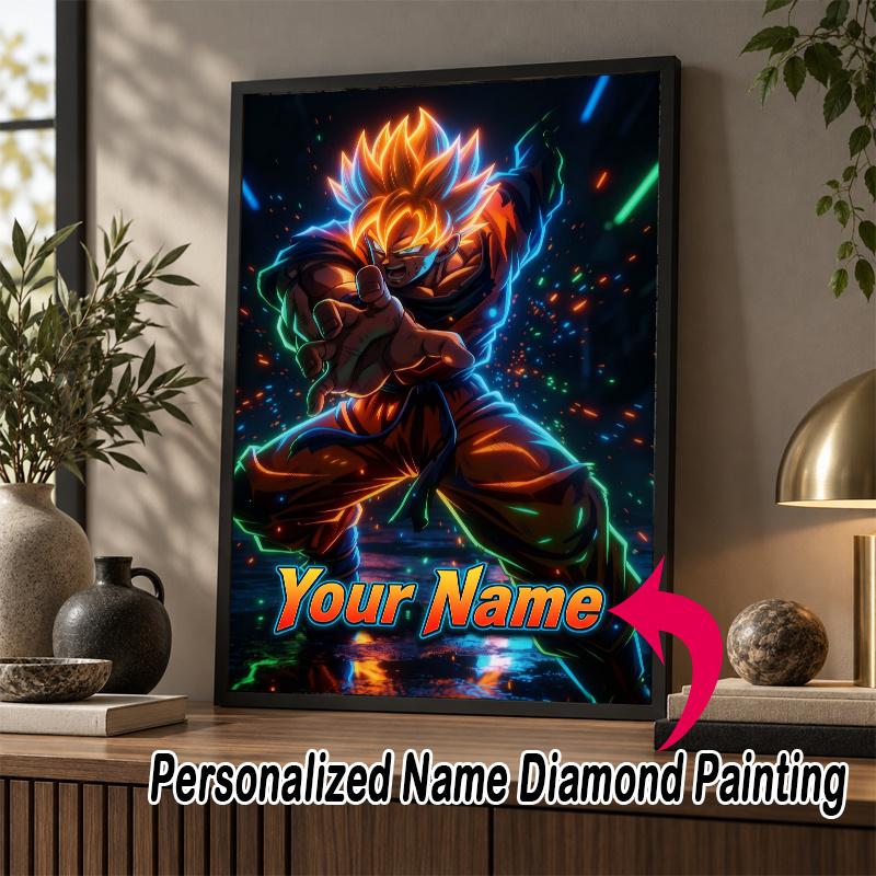 Personalized Dragon Ball Goku Diamond Art Custom Name 5D Diamond Painting Full Drill DIY Craft