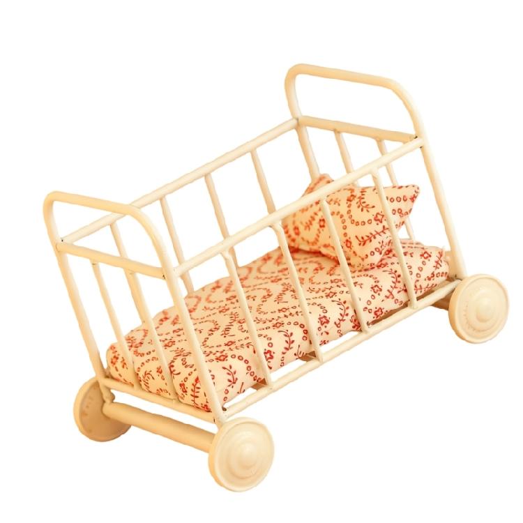 Realistic Miniature Bed Role Play and Display for Dollhouses Enthusiasts, 1:12 Scale, Easy To Assemble, Bassinet Bed