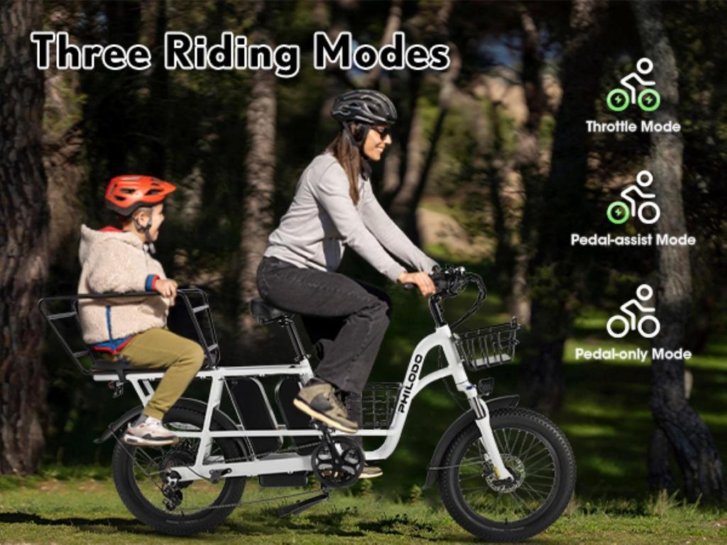 Bicicleta eléctrica PHILODO Traveller, motor de 750W, batería de 48V 35Ah, velocidad máxima 45 km/h, autonomía de 120 km, neumáticos de 20x3.0 pulgadas