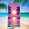 Pink Purple Sunset Coconut Tree Ocean Silhouette Beach Towel For Beach Trip Holiday Swimming Pool Spa Gym Camping Daily Use