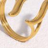 Middle Finger Ring Opening Adjustable Fit Women Ring Stainless Steel Texture Curved Geometric Shape Finger Band Jewelry Gift