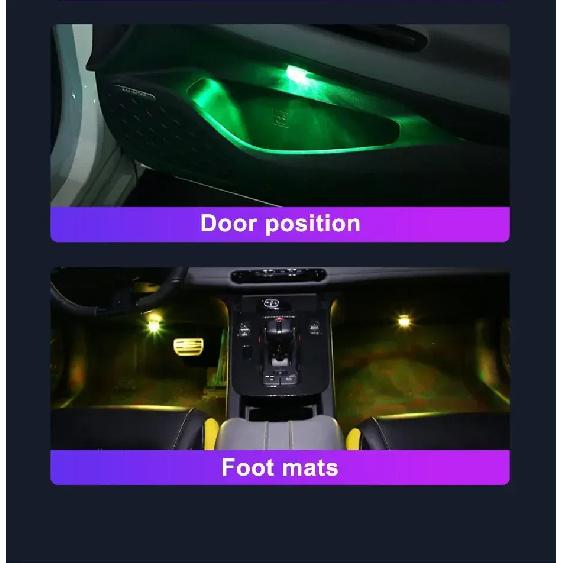 Wireless Adhesive LED Car Interior Ambient Light Remote Control Decor Auto Roof Foot Atmosphere Lamp Bicycle Tail Light