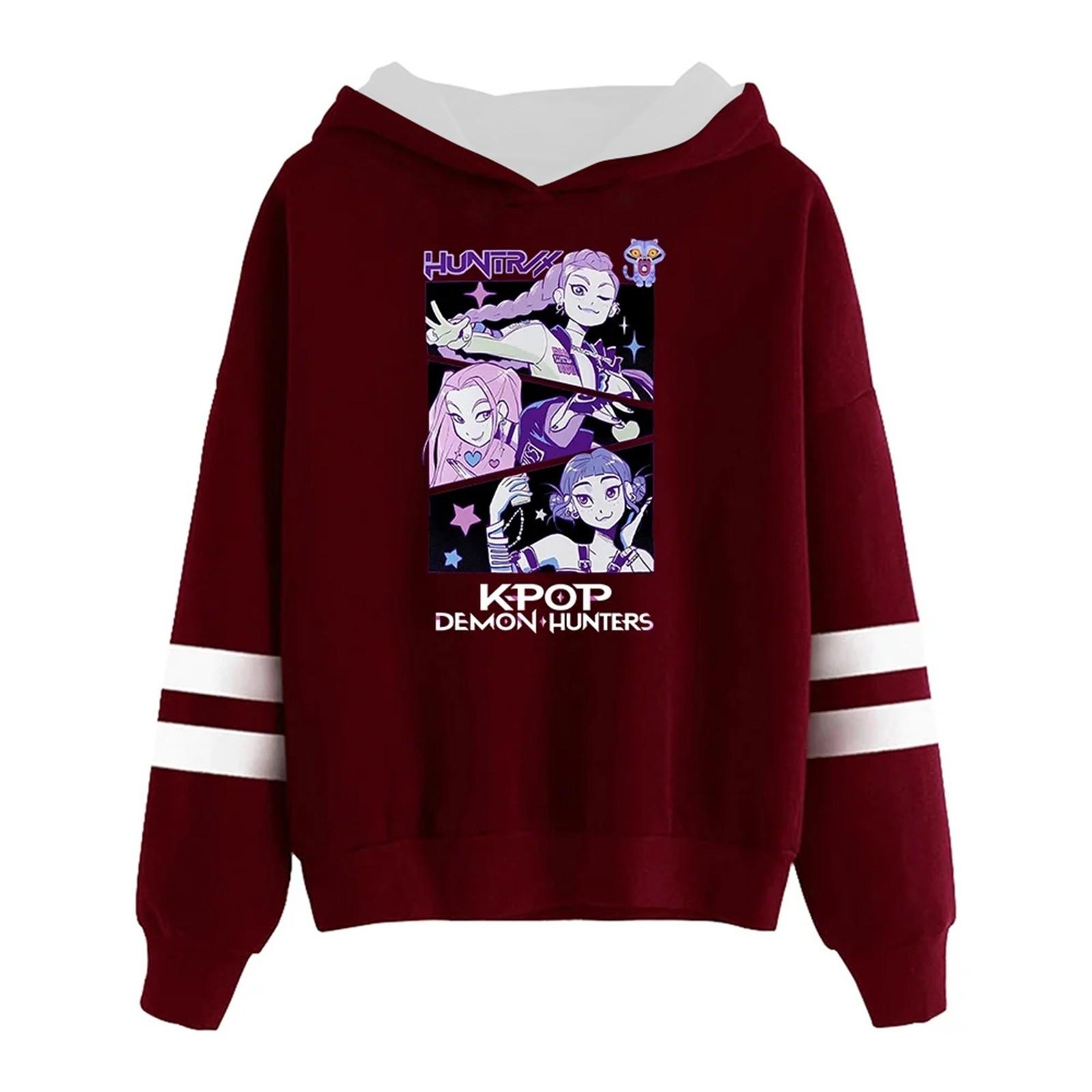 

Women s Fashion Lightweight Long Sleeve Pullover With Pockets Print Hoodie S винный