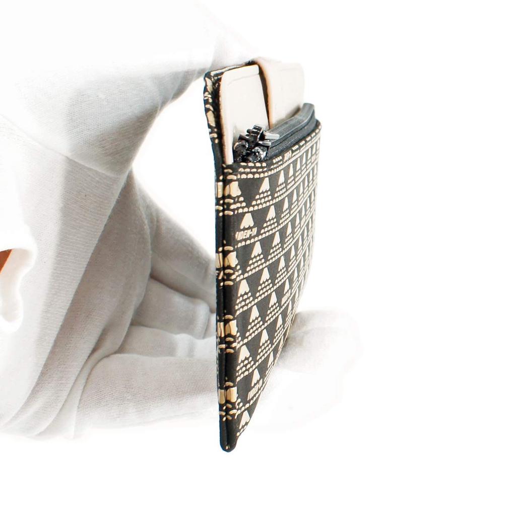 Inden Long Wallet Thin Deerskin Takane Fuji Pattern Black x White Lacquer [Indenya] Mt. 2809-11