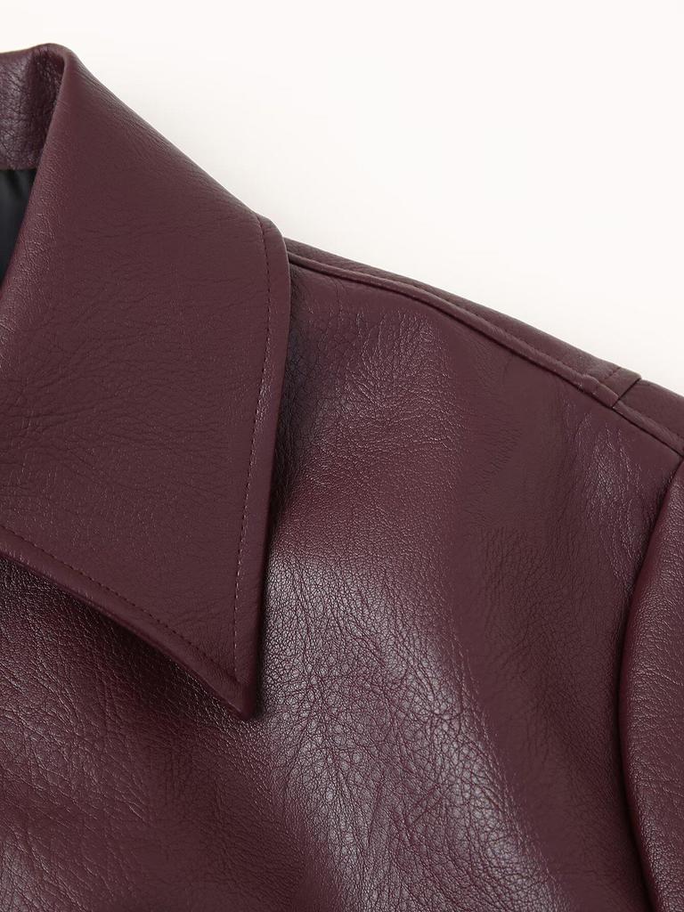 Veste en cuir à revers et manches longues pour femme européenne et américaine, mode de rue automne/hiver