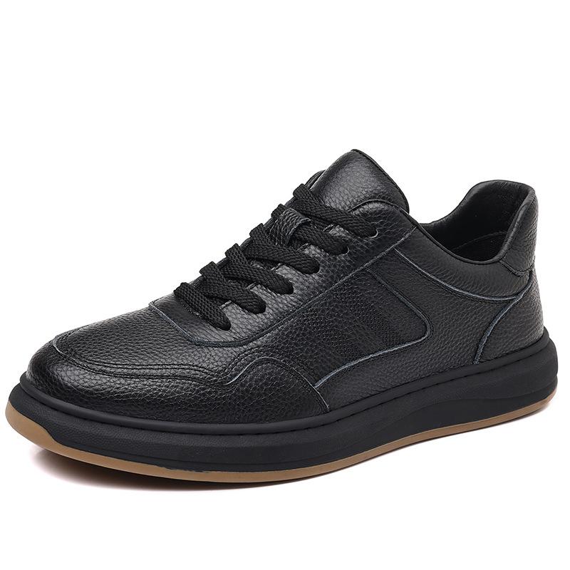 Modne Męskie Buty Codzienne z Prawdziwej Skóry Premium Top Grain Białe Trampki Podeszwa Platformowa Wygodne Trwałe Obuwie Modowe Trampki