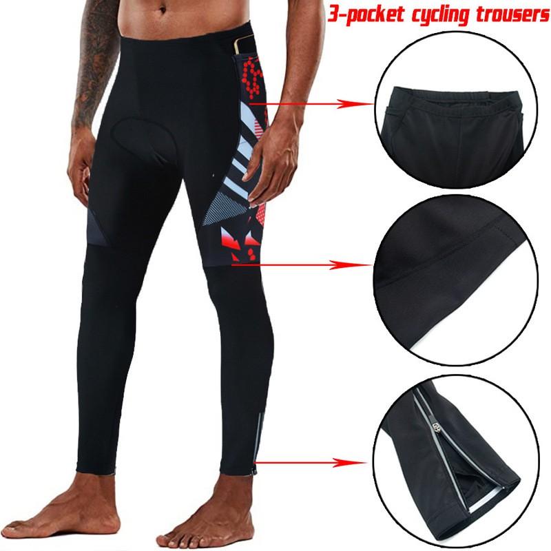 Mens Cycling Pants Lightweight Quick-Dry Breathable Road Mountain Bike Trousers With 3 Pockets