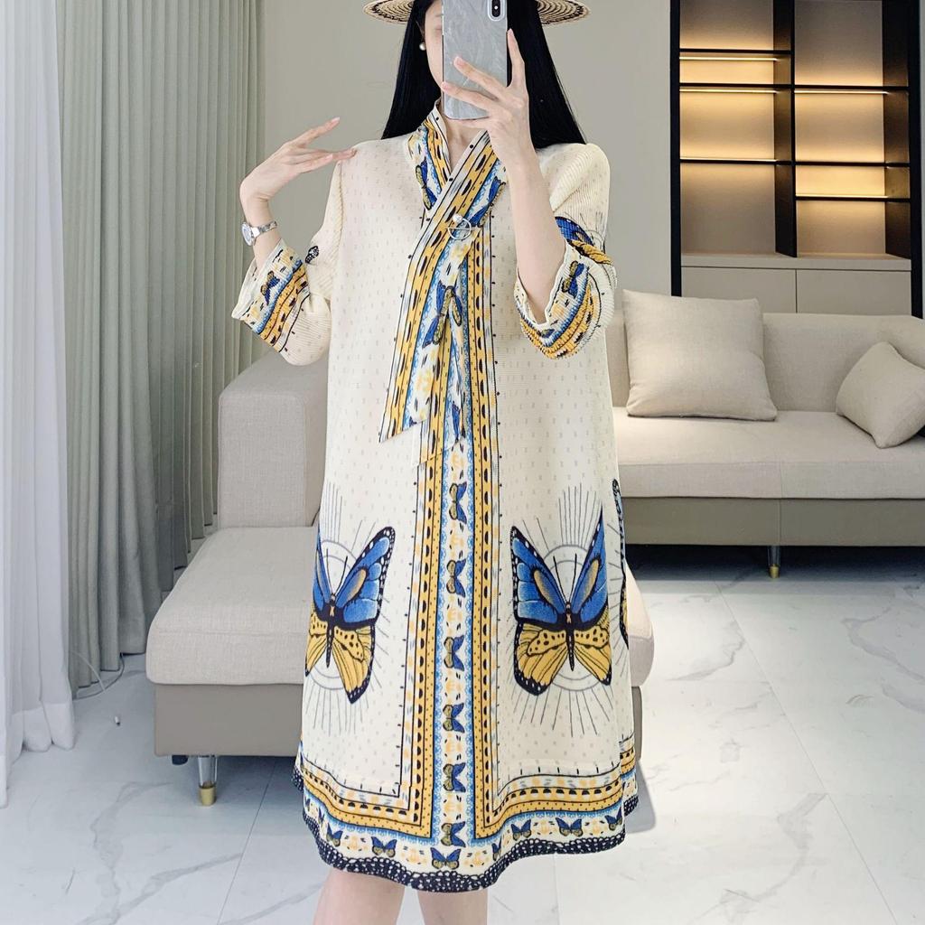 Autumn Chic Petite Butterfly Print A-Line Dress