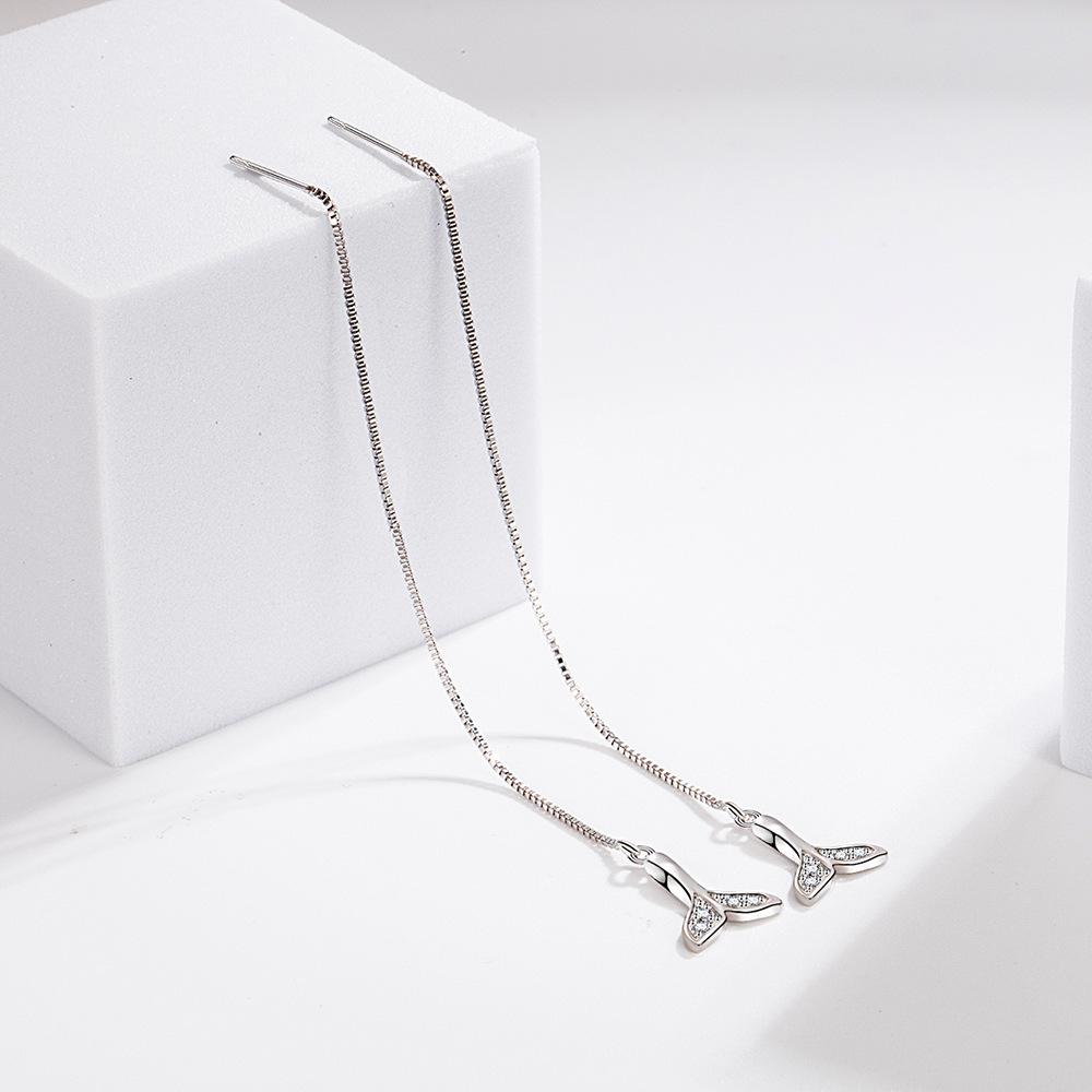 Beautiful Mermaid Micro-zircon Temperament Tassel Mid-length Fashionable Ear Wire Earrings