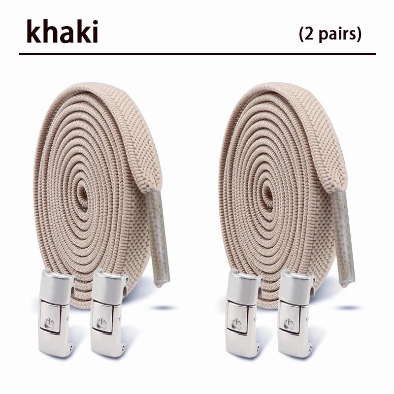 1/2Pair 8MM Flat No Tie Shoelaces Elastic Shoelace Metal Buckle Shoelaces Without Ties Sneakers Children Laces Shoe Accessories