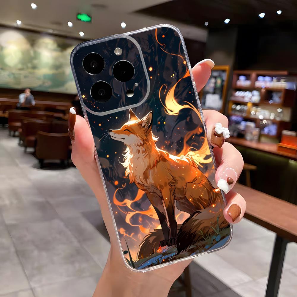 Leaves Fall Fox Halloween Phone Case For IPhone 17 Air 16 E 15 14 8 7 Plus 13 12 Mini 11 Pro Max Anti Transparent Drop Cover