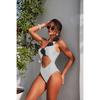 Sexy One Shoulder Swimwear Women 3D Flower Hollow Out Backless One Piece Swimsuit Black White Bathing Suit Holiday