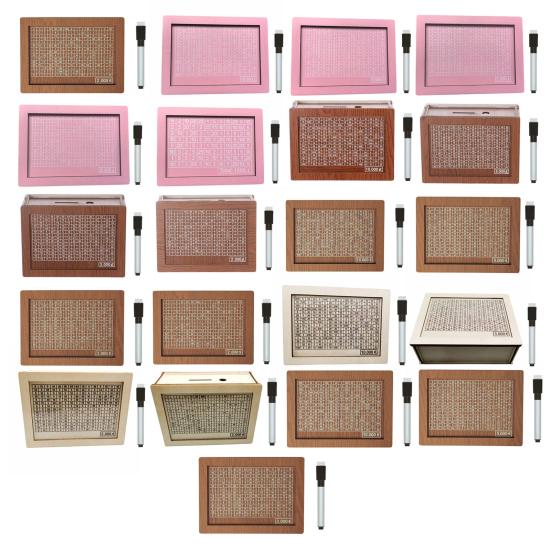 Wooden Cash Money Saving Box Money Saving Challenge Box with Money Target And Numbers Piggy Bank with Dry Erase Pen for Kids Adults