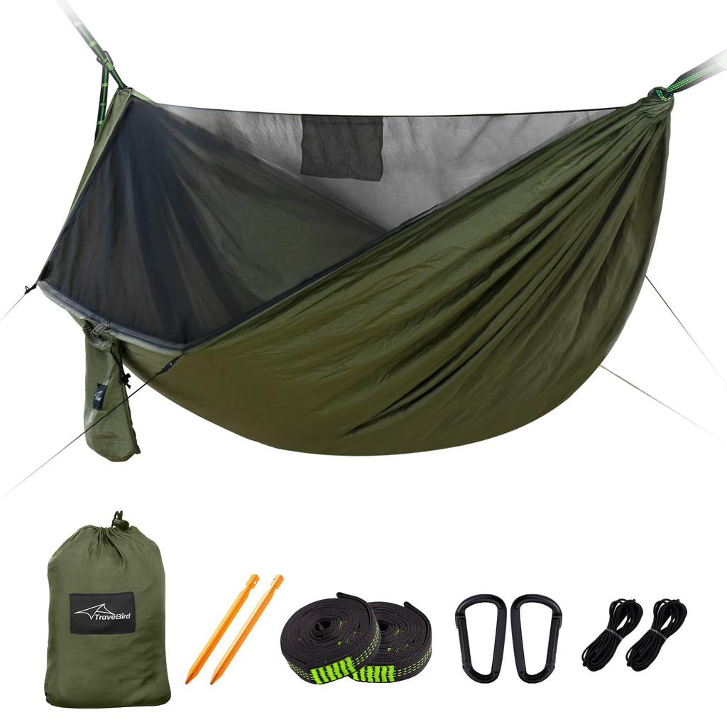 Reisefugl Integrert Myggnett med Rygg 70D Nylon Stor Enkel Ideell for Utendørs og Parker Hengekøye, Tau, 290140cm, Lettvekt,
