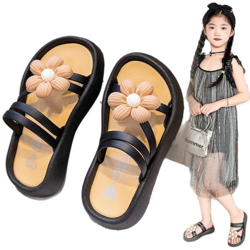 Mädchen Hausschuhe Sommer Neu Rutschfeste Weiche Sohle Prinzessinnenstil Frische Blumen Dual-Use Flache Sandalen