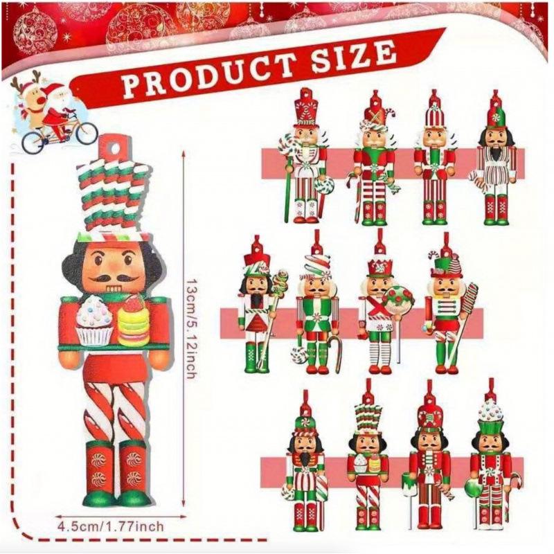 36-Piece Handmade Walnut Cracker Christmas Ornament Set - Ideal for Holiday Gifts & Tree Decoration