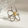 Wanxing Retro Flower Design Gold & Silver Adjustable Open Ring