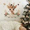 Christmas Deer English Slogan Green Plant Bedroom Living Room Study Background Landscaping Wall Sticker
