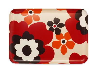 TATSU-CRAFT NR Lunch Tray, Large, Scandinavian Style, Fuhura Sunshine Red, Non-Slip, Microwave-Safe, Plastic, Available In Large and Small, Square