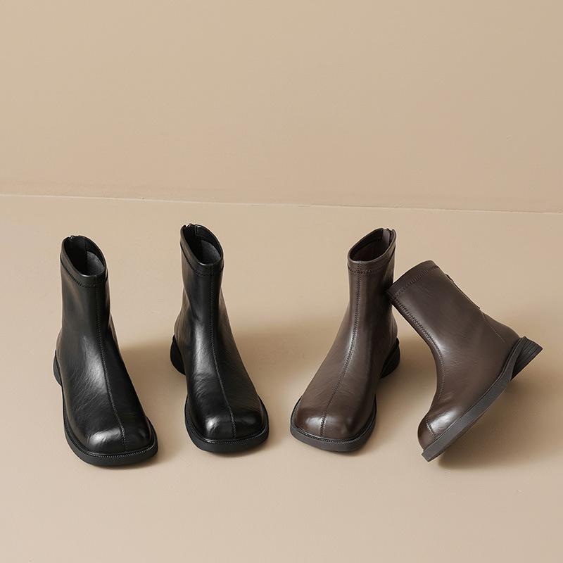 Augustine Black Short Boots Women's 2025 New Autumn Retro Thin Boots British Style Martin Boots Spring and Autumn Single Boots