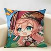 Yanfei Cute Genshin Impact Cushion Cover Natural Linen Organic Fabric DoubleSided Printing Room Sofa Decor Pillow Case
