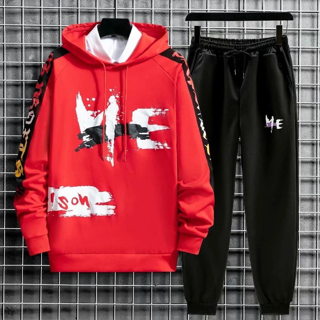 Spring & Fall Men Pullover and Pants Suit Campus Clothing Hooded Sweater Casual Loose Sports Suit