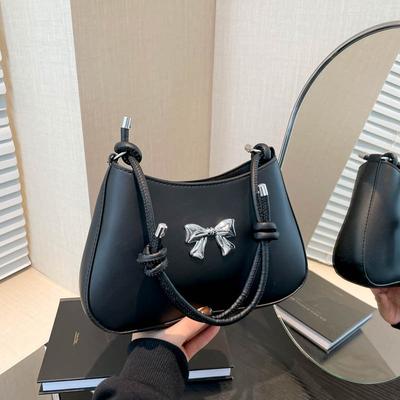 Sweet and Fresh Bow Underarm Bag 2025 Autumn New Niche Korean Version Shoulder Bag Commuter Temperament Hand Bag