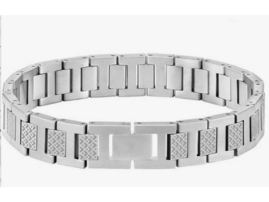 Men's Stainless Steel & Titanium Fish Scale Bracelet - Saturn Chain Design