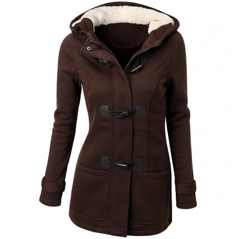 Felpa con cappuccio taglie forti da donna Cardigan in pile oversize di media lunghezza con bottoni a corno Autunno Inverno