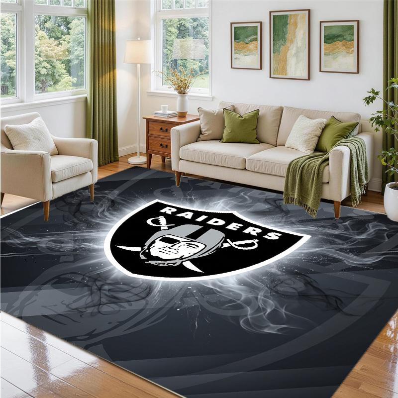 Las Vegas Raiders Design Crystal Velvet Rug Soft Decorative Mat for Bedroom Entrance