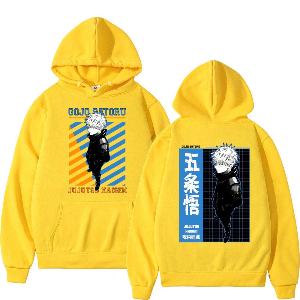 

Японское аниме дзюдзюцу кайсэн сатору годзё графический принт с капюшоном для мужчин и женщин толстовки с капюшоном большого размера пуловер унисекс толстовка Harajuku 4XL жёлтый