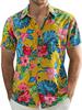 Men's Short Sleeve Shirt, Sunflower Print Loose Fit Shirt, Lightweight Collared Button-Up Casual Top