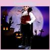 Elegant Black And Red Vampire Costume For Boys With Lace Details And Stand-up Collar