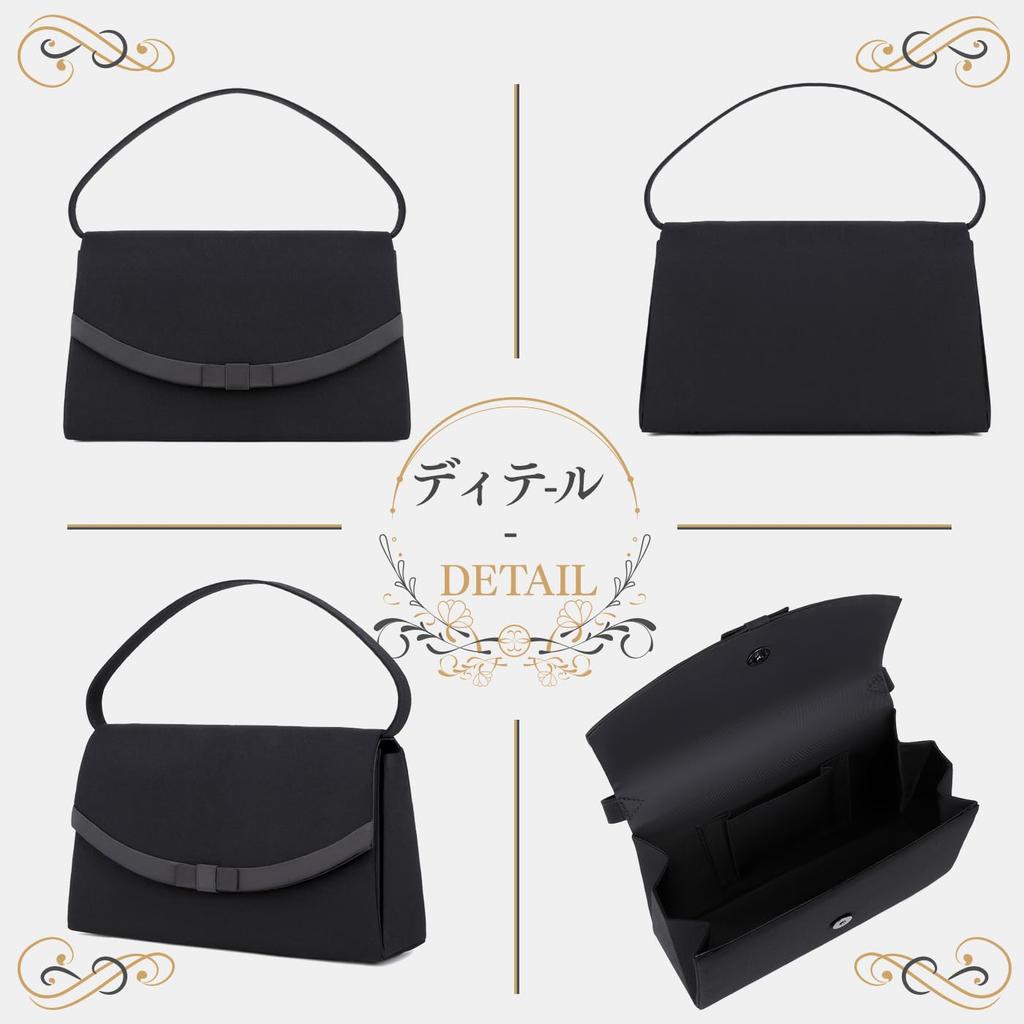 PAOIXEEL Women's Formal Bag, Black, Perfect for Weddings, Entrance Ceremonies, and Funerals, Lightweight and Large Capacity