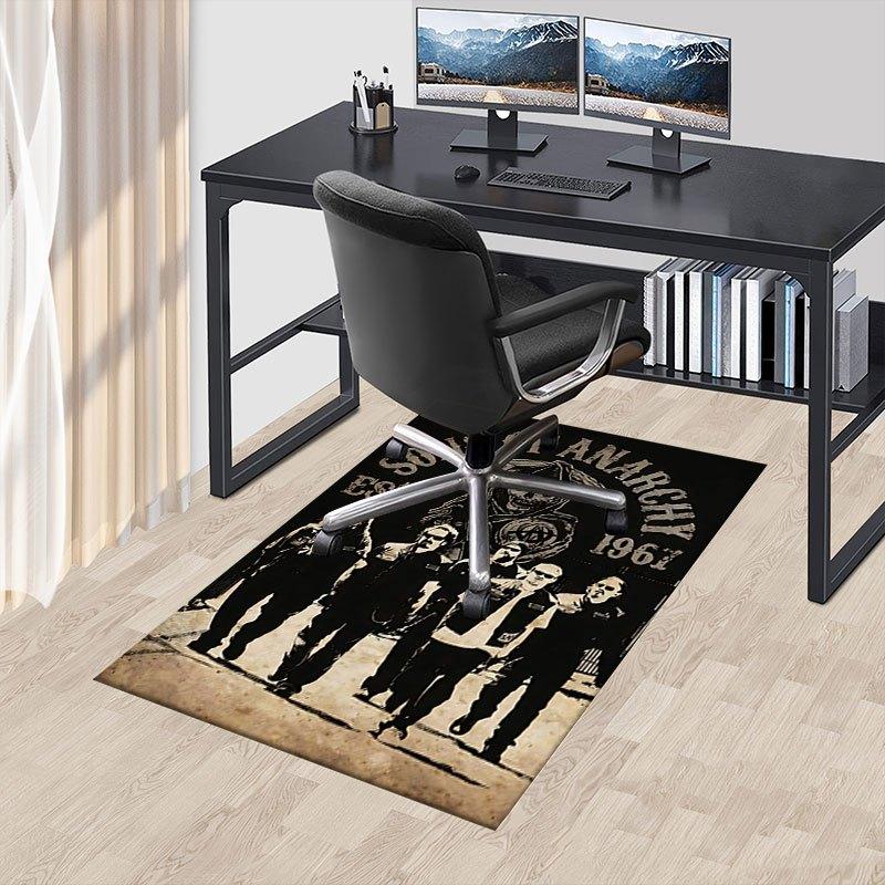 1pc Sons of Anarchy Themed Office Carpet Chair Mats - Durable Polyester Rug for Home Theater, Office, Dorm Room Decor - tA36