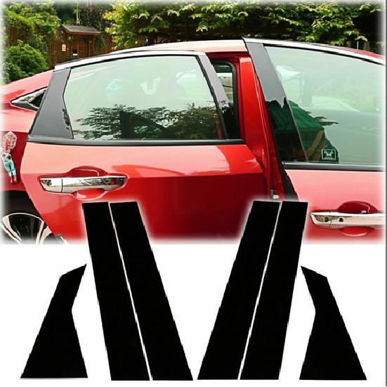 For Honda Civic 10th 16-20 Piano black Door Window Pillar Posts Cover Trim NEW