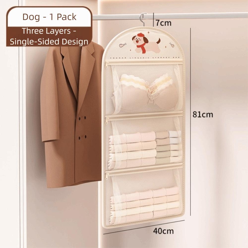 with Hanger Foldable Clothing Hanging Bag Large Capacity Net Bag Wardrobe Organizer