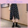 Casual Spring Gingham Skirt With High Waist And Button Detail For Women