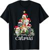 Merry Catmas Cat Mom Cat Dad Funny Christmas Tree Cat T-Shirt
