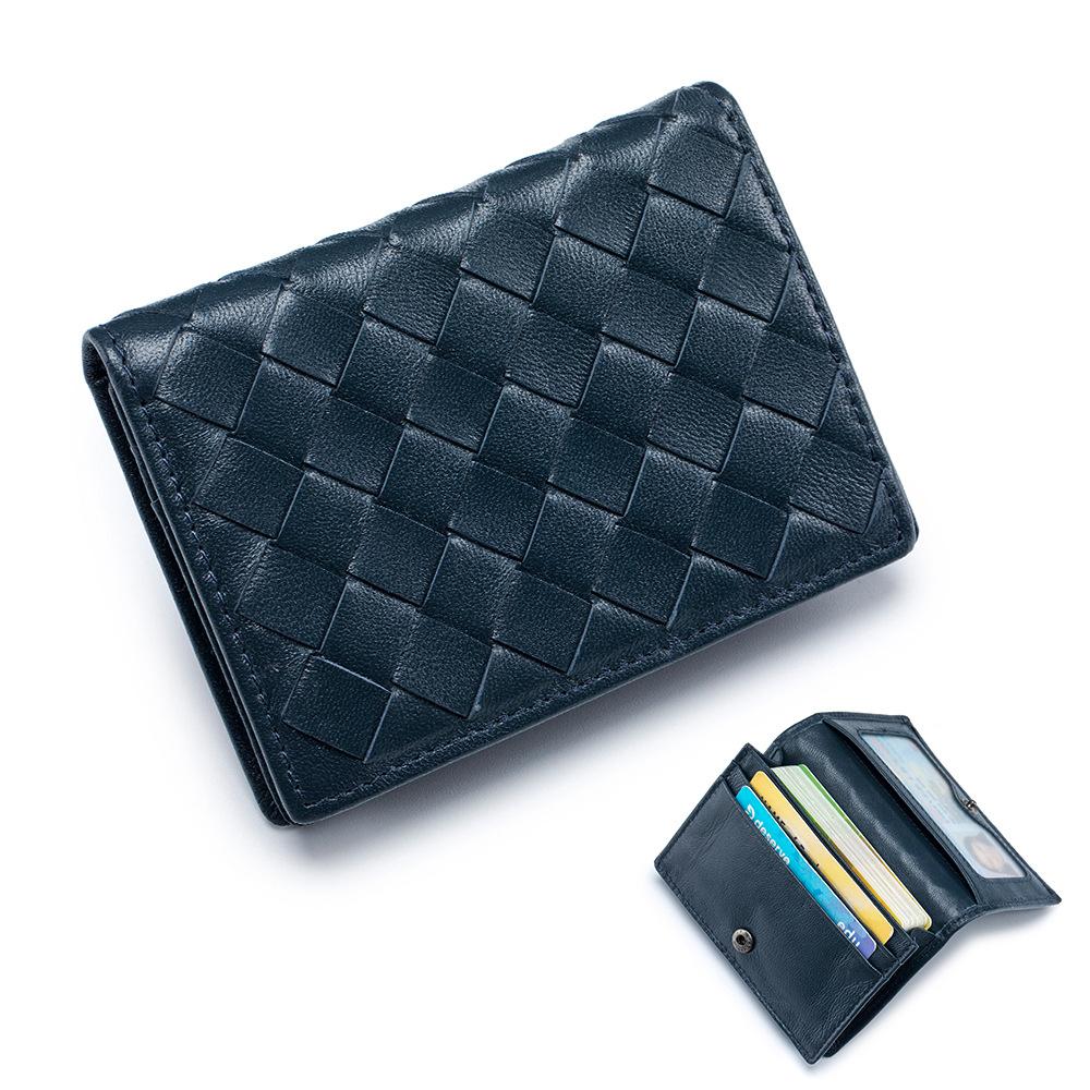 

Новая плетеная из овчины вместительная сумка для мелочи Мужская многофункциональная визитница ID-сумка Классическая визитница темно-синий