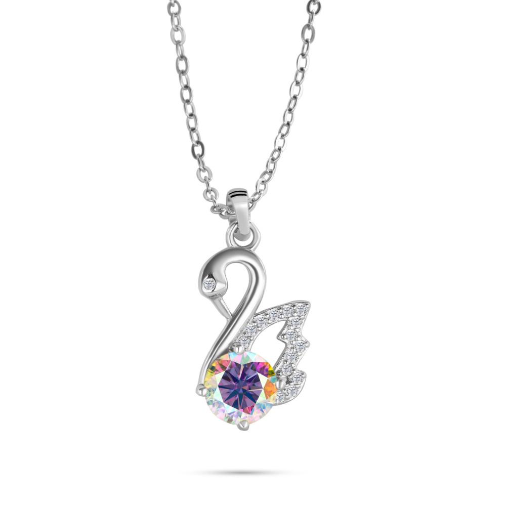 Collana con Ciondolo Cigno 6,5 mm per Donna Design Minimalista Elegante Catena Clavicola D VVS1 Gioiello Delicato