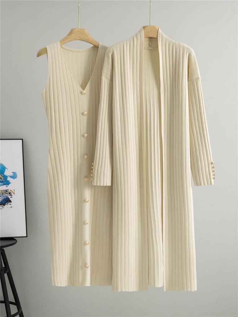 Women's Cross-Border Knit Cardigan & Dress Two-Piece Set - Spring/Autumn Style