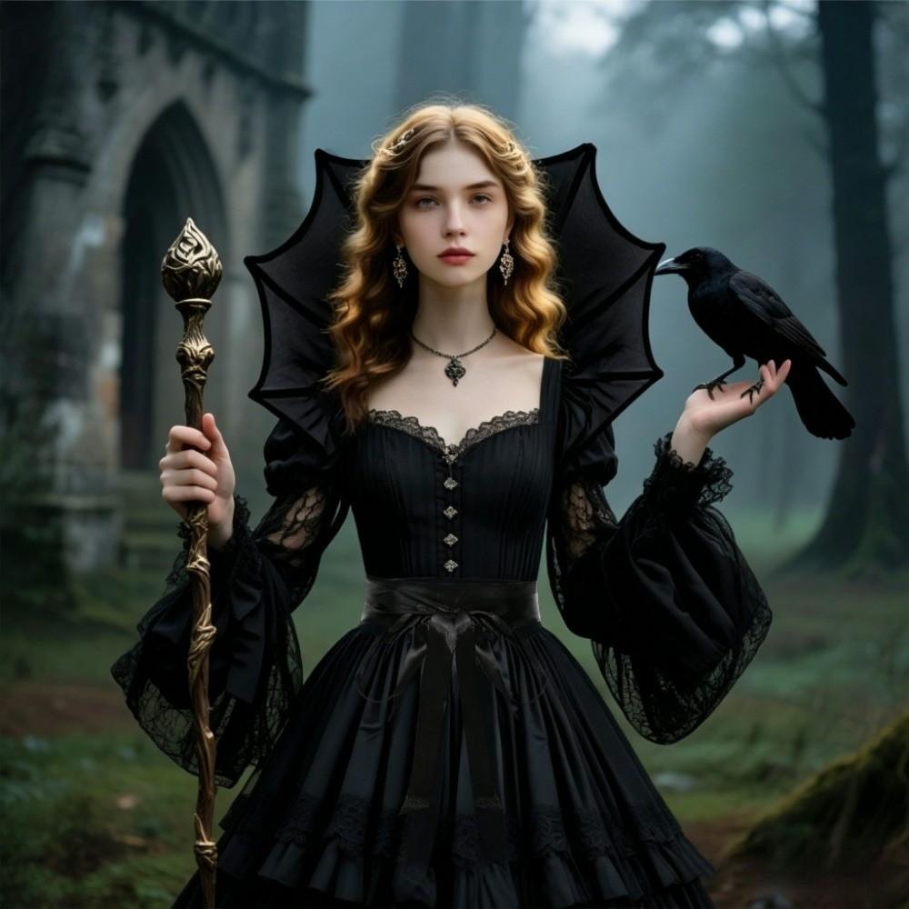 Lace Queen Cosplay Cloak Mesh Halloween Costume Accessories Victorian Stand Up Collar Women