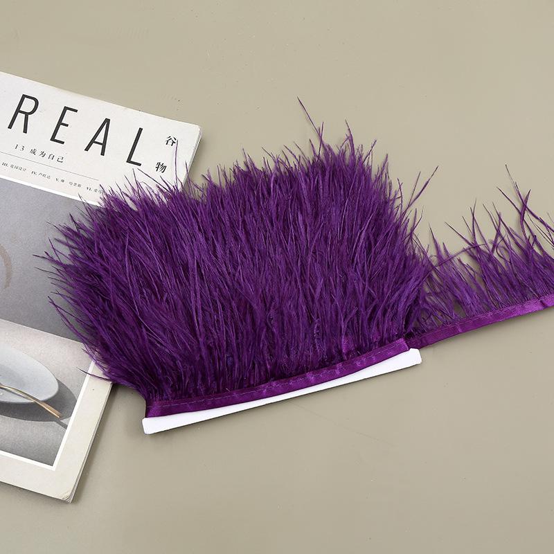 Color 8-10 Cm Ostrich Hair Cloth Edge Clothing Cuffs Hem Ostrich Feather Strips Cloth With Accessories Lace