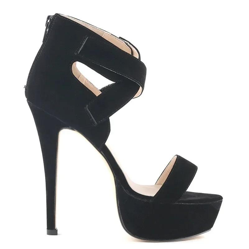 Dámské lodičky Sexy sandály na klínku s platformou s přezkou s křížovými pásky 14cm vysoké podpatky Pumps Robustní blokové šaty Party Svatba Boty