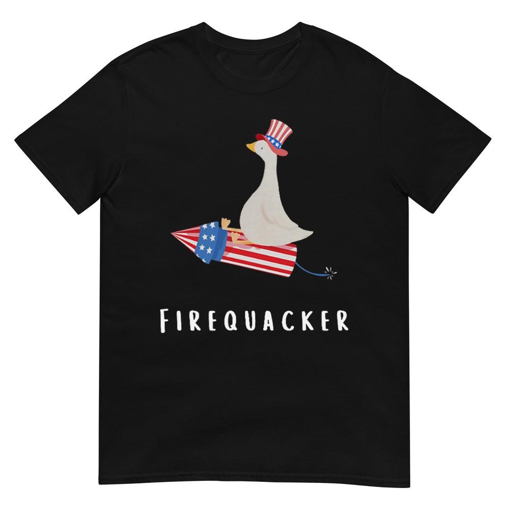 

Funny Goose Fourth Of July Firequacker Independence Day Cute T-Shirt M