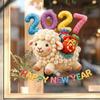 2D Flat Print Happy New Year Window Stickers Large Size 5D Window Glass Decor  Room