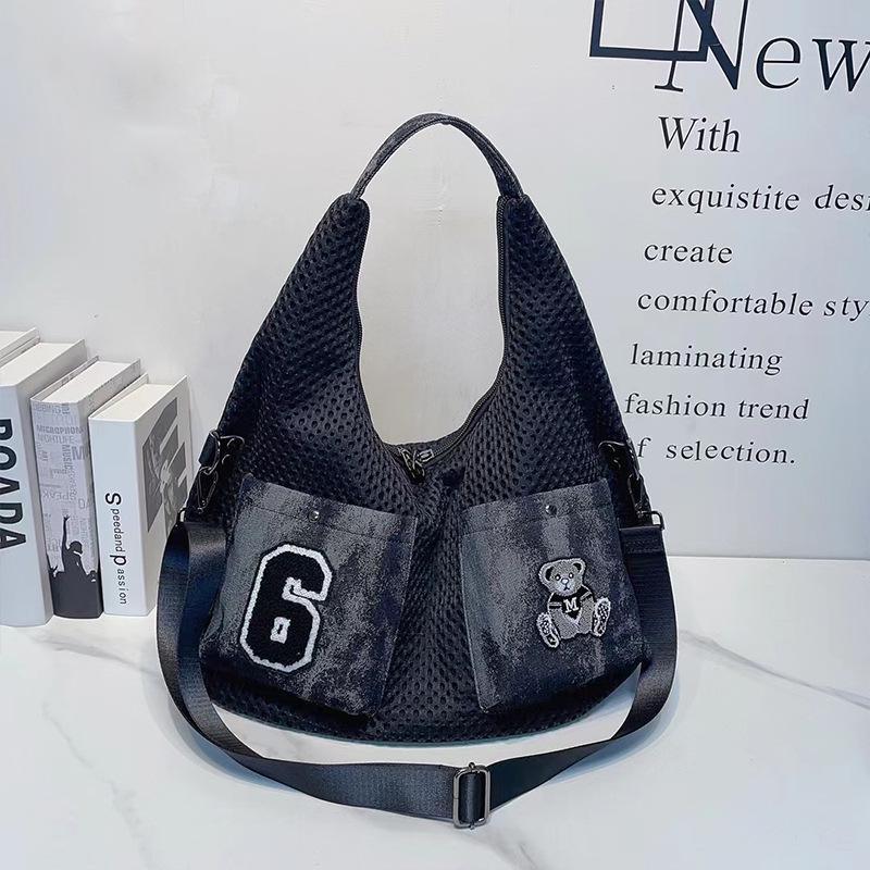 Chic Korean Style Women's Mesh Shoulder Bag - Large Capacity, Lightweight, Casual Underarm Bag for Easy Commuting